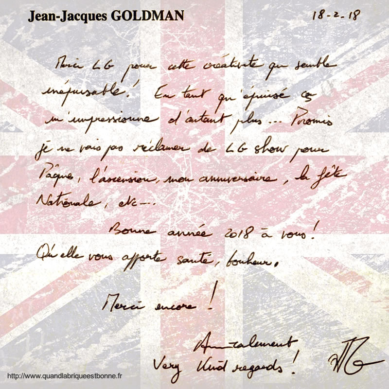 Des petites nouvelles de Jean-Jacques Goldman