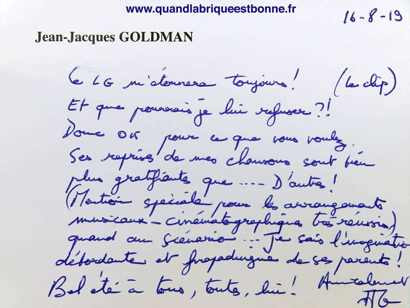 Le clip de Lego Goldman, la réponse de Jean-Jacques Goldman Le clip de Lego Goldman, la réponse de Jean-Jacques Goldman
